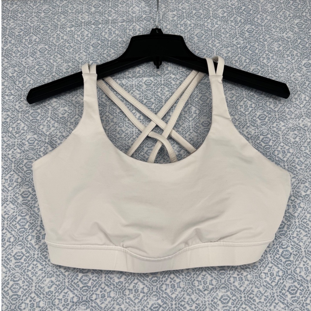 Lululemon Free To Be Serene Bra White Strappy Back Yoga Sports Bra Size 12